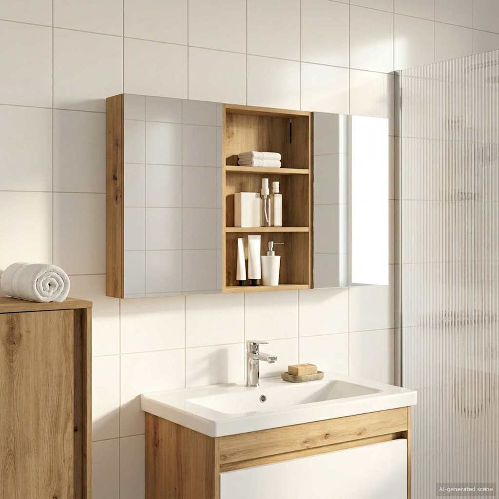 Σετ Ντουλαπιών Μπάνιου με ράφι 3 pcs 120 x 10,5 x 60,5 εκ - Pakobazaar
