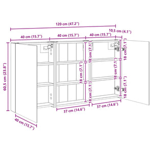 Σετ Ντουλαπιών Μπάνιου με ράφι 3 pcs 120 x 10,5 x 60,5 εκ - Pakobazaar