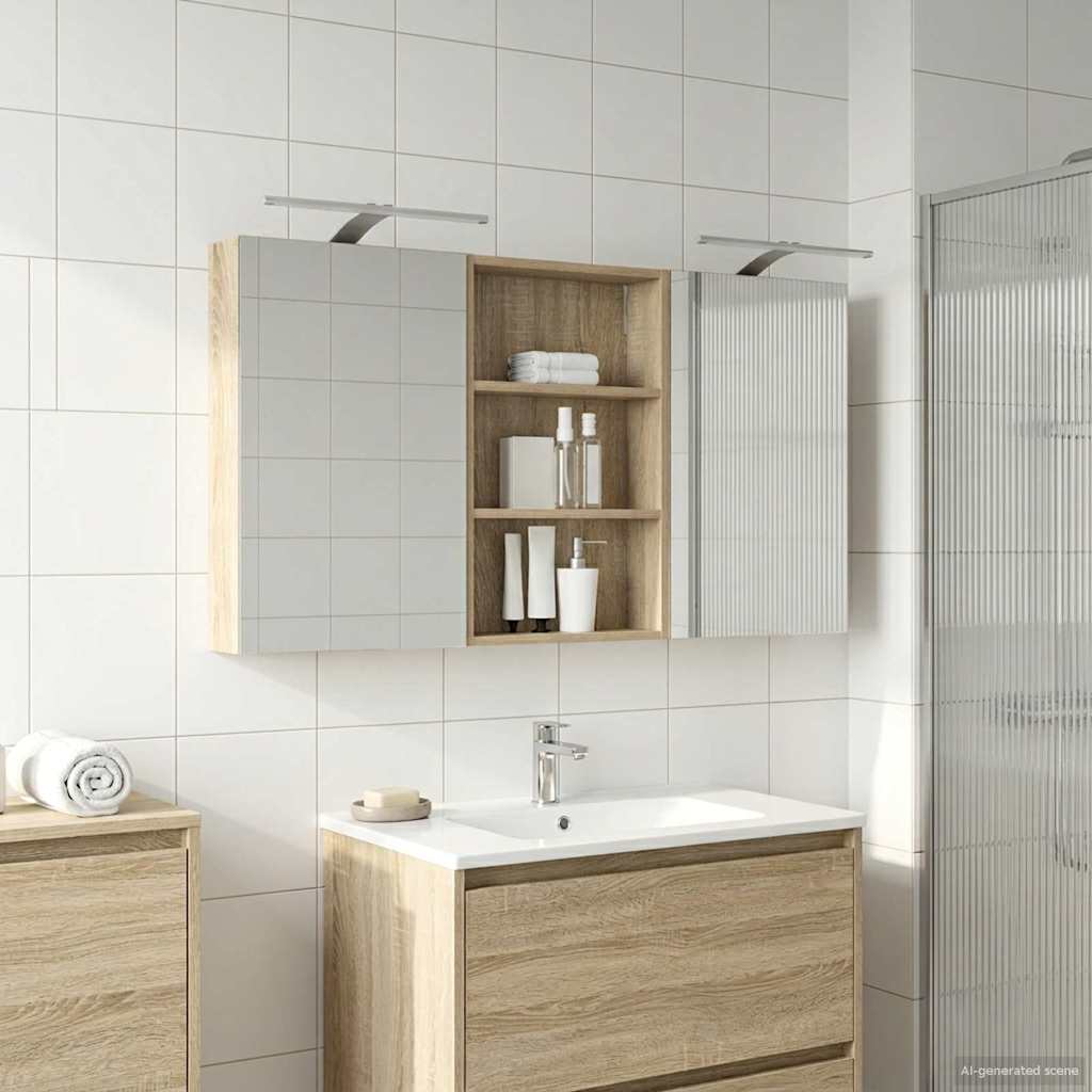 Σετ Ντουλαπιών Μπάνιου με ράφι 3 pcs 120 x 10,5 x 60,5 εκ - Pakobazaar