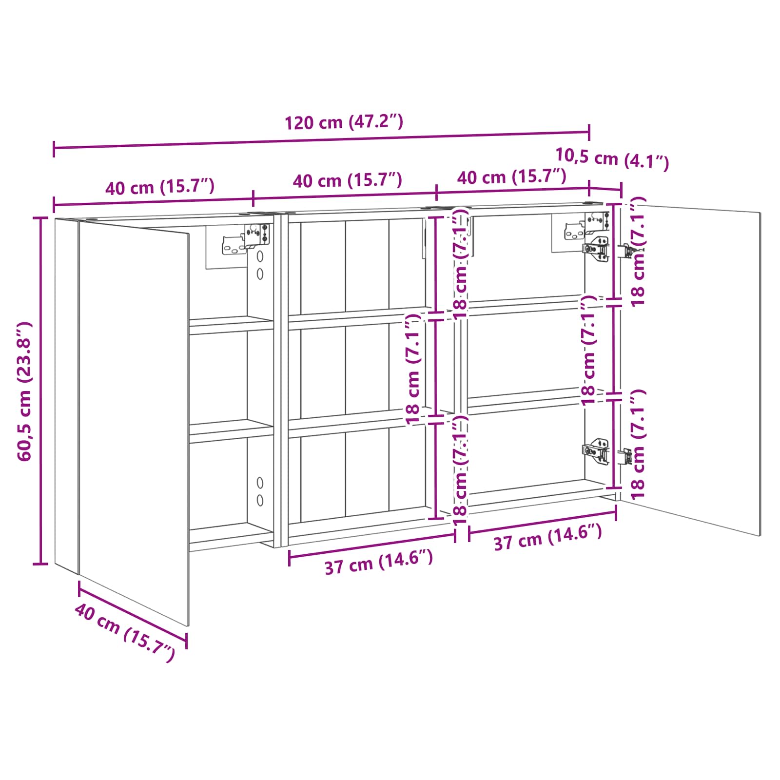 Σετ Ντουλαπιών Μπάνιου με ράφι 3 pcs 120 x 10,5 x 60,5 εκ - Pakobazaar
