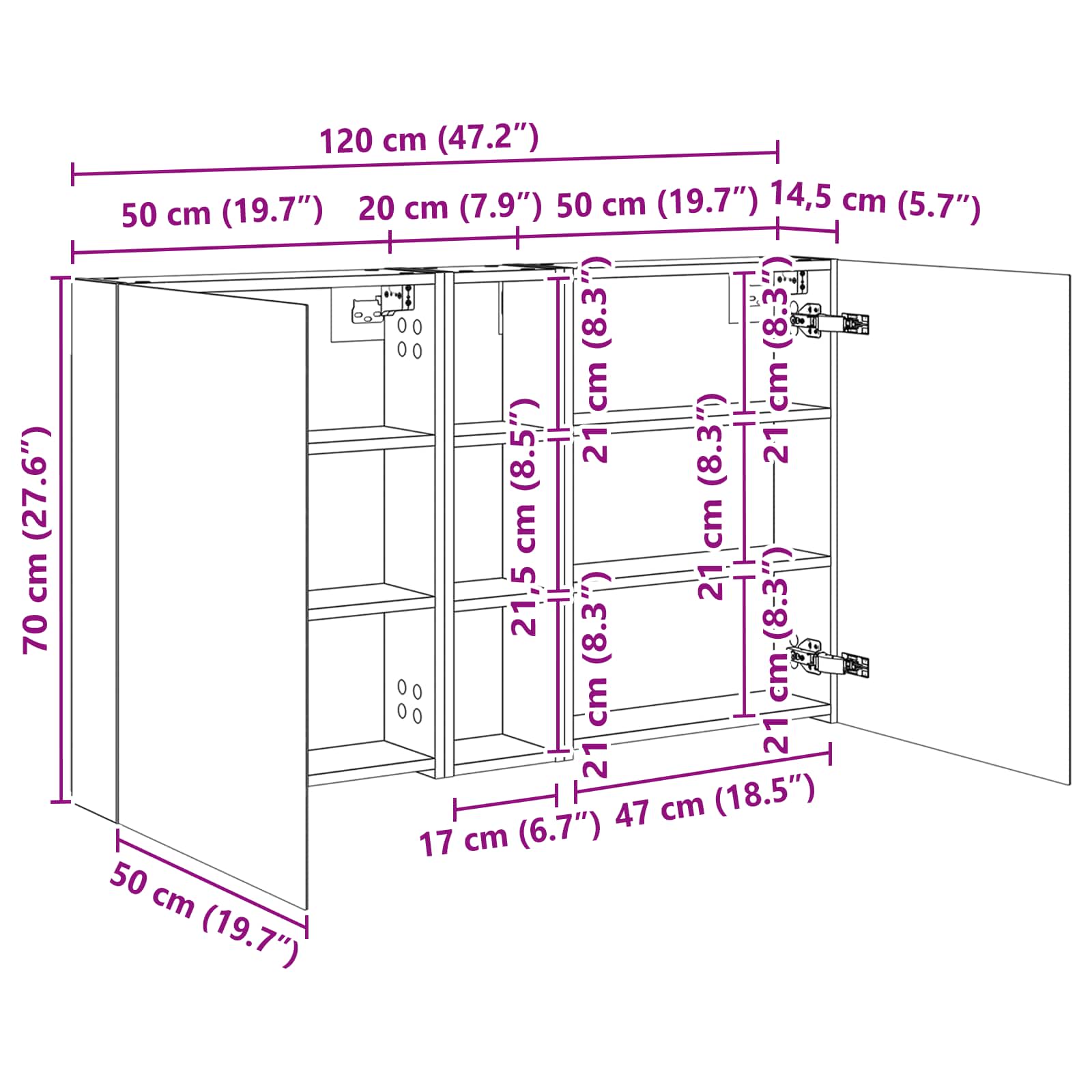 Σετ Ντουλαπιών Μπάνιου με ράφι 3 pcs 120 x 14,5 x 70 εκ - Pakobazaar