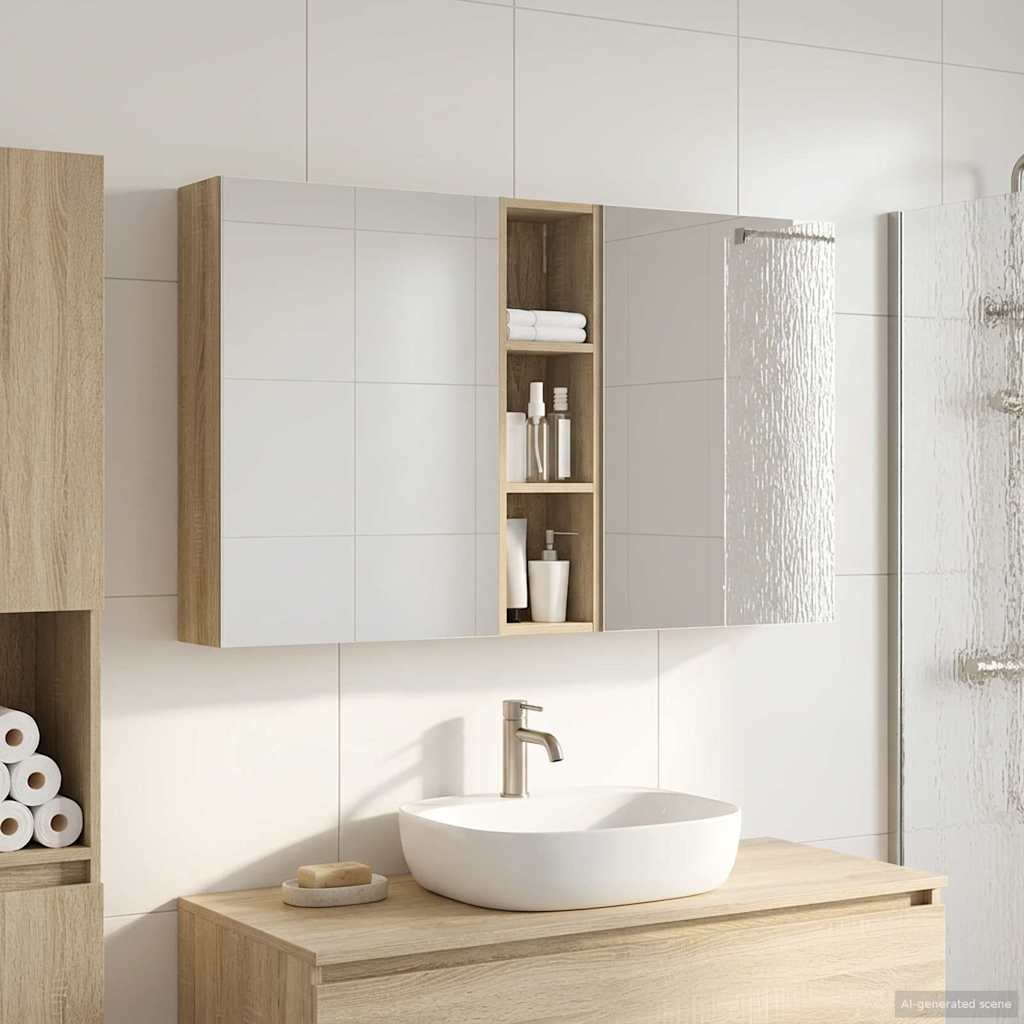 Σετ Ντουλαπιών Μπάνιου με ράφι 3 pcs 120 x 14,5 x 70 εκ - Pakobazaar