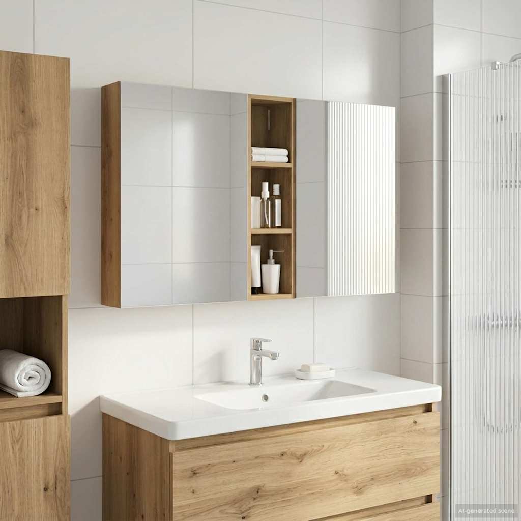 Σετ Ντουλαπιών Μπάνιου με ράφι 3 pcs 120 x 14,5 x 70 εκ - Pakobazaar