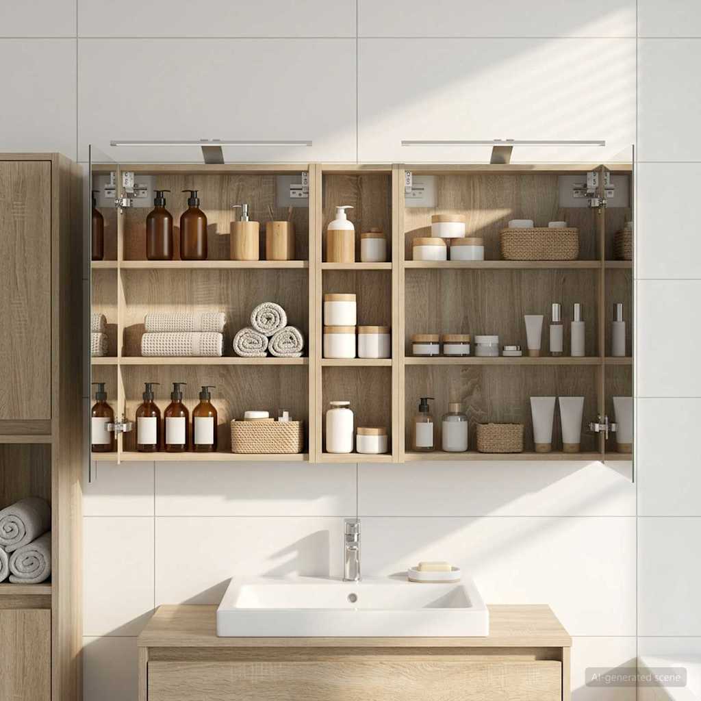 Σετ Ντουλαπιών Μπάνιου με ράφι 3 pcs 120 x 14,5 x 70 εκ - Pakobazaar