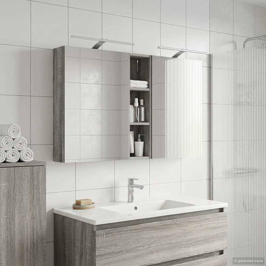 Σετ Ντουλαπιών Μπάνιου με ράφι 3 pcs 120 x 14,5 x 70 εκ - Pakobazaar