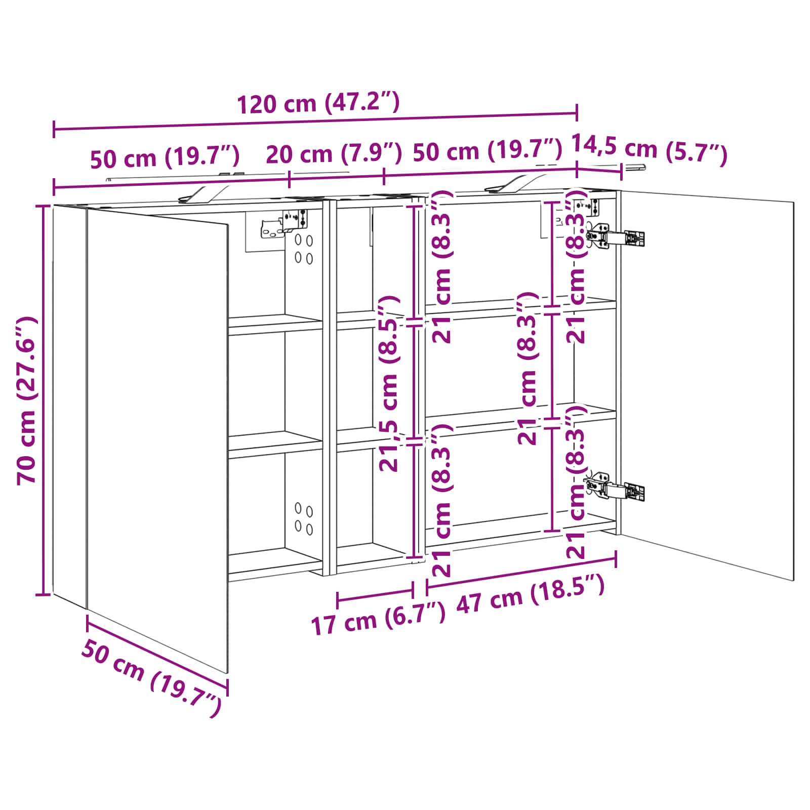 Σετ Ντουλαπιών Μπάνιου με ράφι 3 pcs 120 x 14,5 x 70 εκ - Pakobazaar