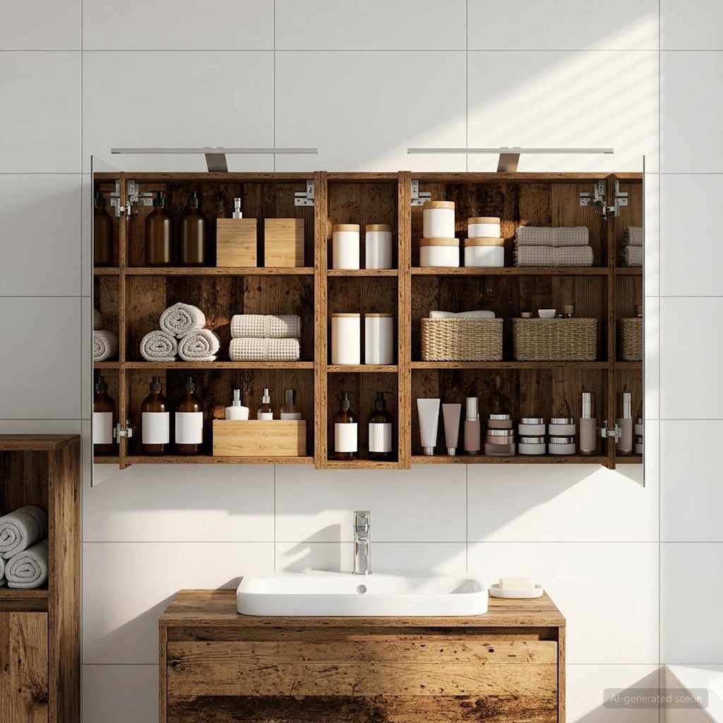 Σετ Ντουλαπιών Μπάνιου με ράφι 3 pcs 120 x 14,5 x 70 εκ - Pakobazaar