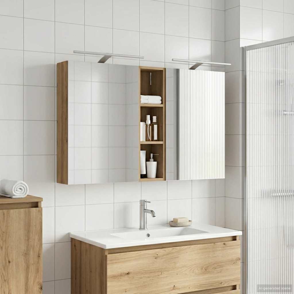 Σετ Ντουλαπιών Μπάνιου με ράφι 3 pcs 120 x 14,5 x 70 εκ - Pakobazaar