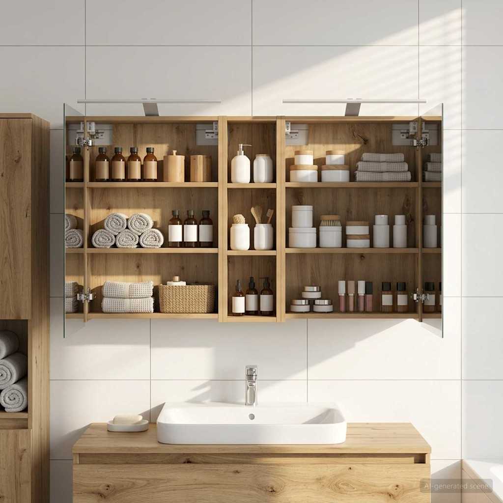 Σετ Ντουλαπιών Μπάνιου με ράφι 3 pcs 120 x 14,5 x 70 εκ - Pakobazaar