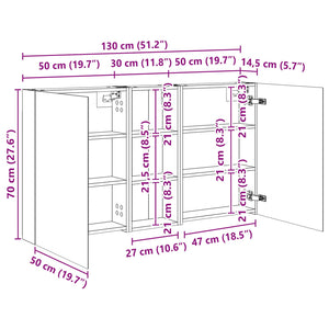 Σετ Ντουλαπιών Μπάνιου με ράφι 3 pcs 130 x 14,5 x 70 εκ - Pakobazaar
