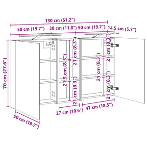Σετ Ντουλαπιών Μπάνιου με ράφι 3 pcs 130 x 14,5 x 70 εκ - Pakobazaar
