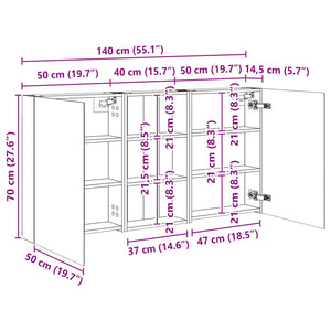 Σετ Ντουλαπιών Μπάνιου με ράφι 3 pcs 140 x 14,5 x 70 εκ - Pakobazaar