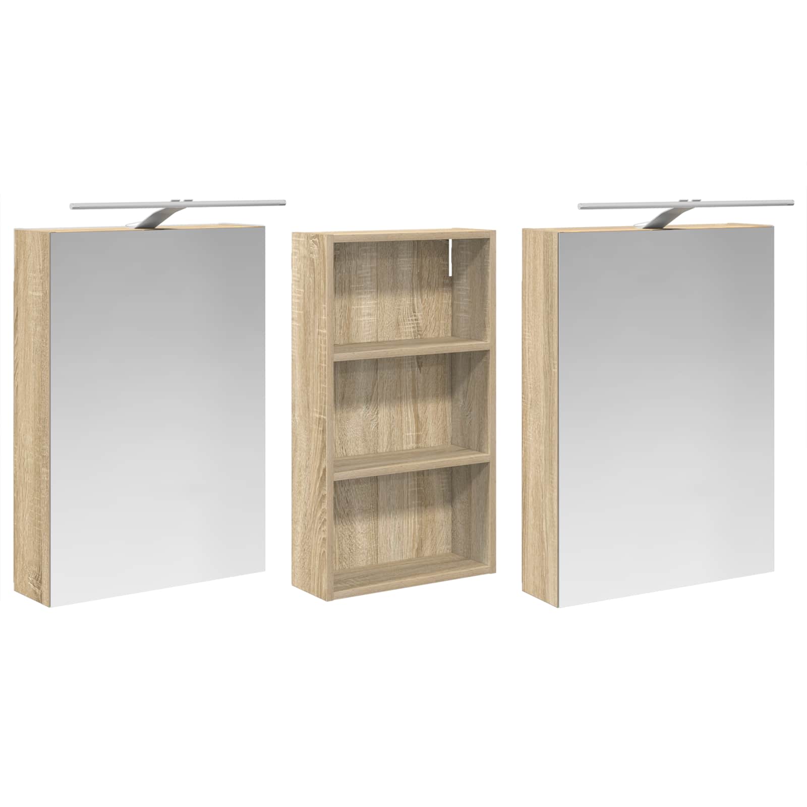 Σετ Ντουλαπιών Μπάνιου με ράφι 3 pcs 140 x 14,5 x 70 εκ - Pakobazaar