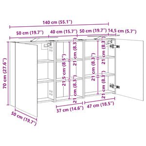 Σετ Ντουλαπιών Μπάνιου με ράφι 3 pcs 140 x 14,5 x 70 εκ - Pakobazaar