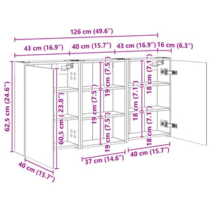 Σετ Ντουλαπιών Μπάνιου με ράφι 3 pcs 126 x 16 x 62.5 εκ. - Pakobazaar
