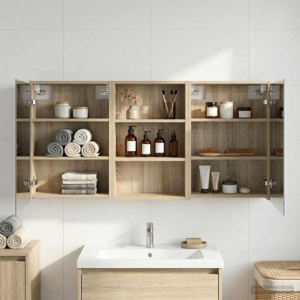 Σετ Ντουλαπιών Μπάνιου με ράφι 3 pcs 126 x 16 x 62.5 εκ. - Pakobazaar