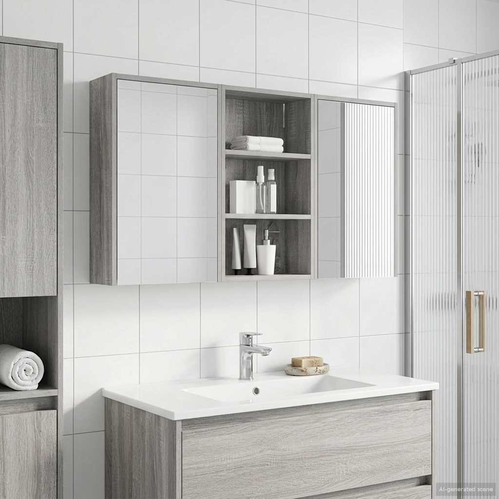 Σετ Ντουλαπιών Μπάνιου με ράφι 3 pcs 126 x 16 x 62.5 εκ. - Pakobazaar
