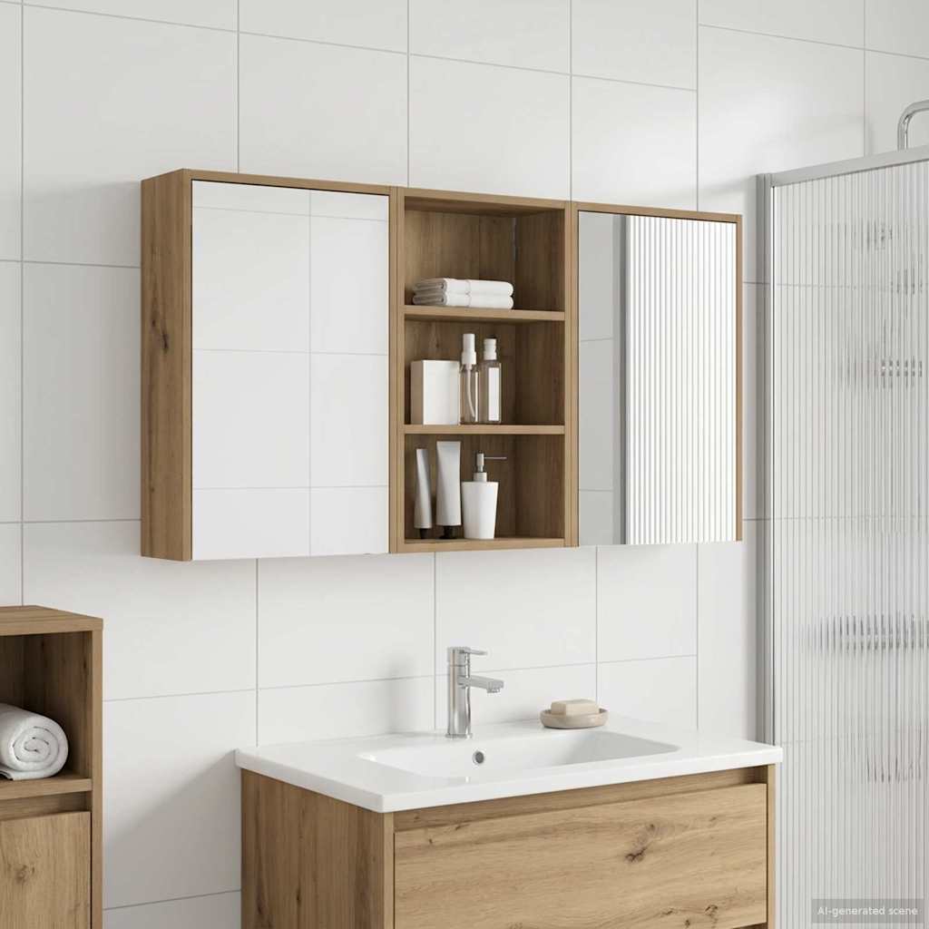 Σετ Ντουλαπιών Μπάνιου με ράφι 3 pcs 126 x 16 x 62.5 εκ. - Pakobazaar