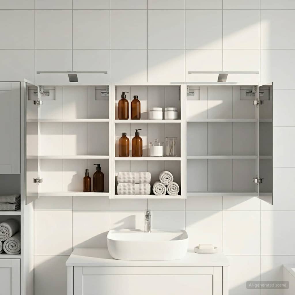 Σετ Ντουλαπιών Μπάνιου με ράφι 3 pcs 126 x 16 x 62.5 εκ. - Pakobazaar
