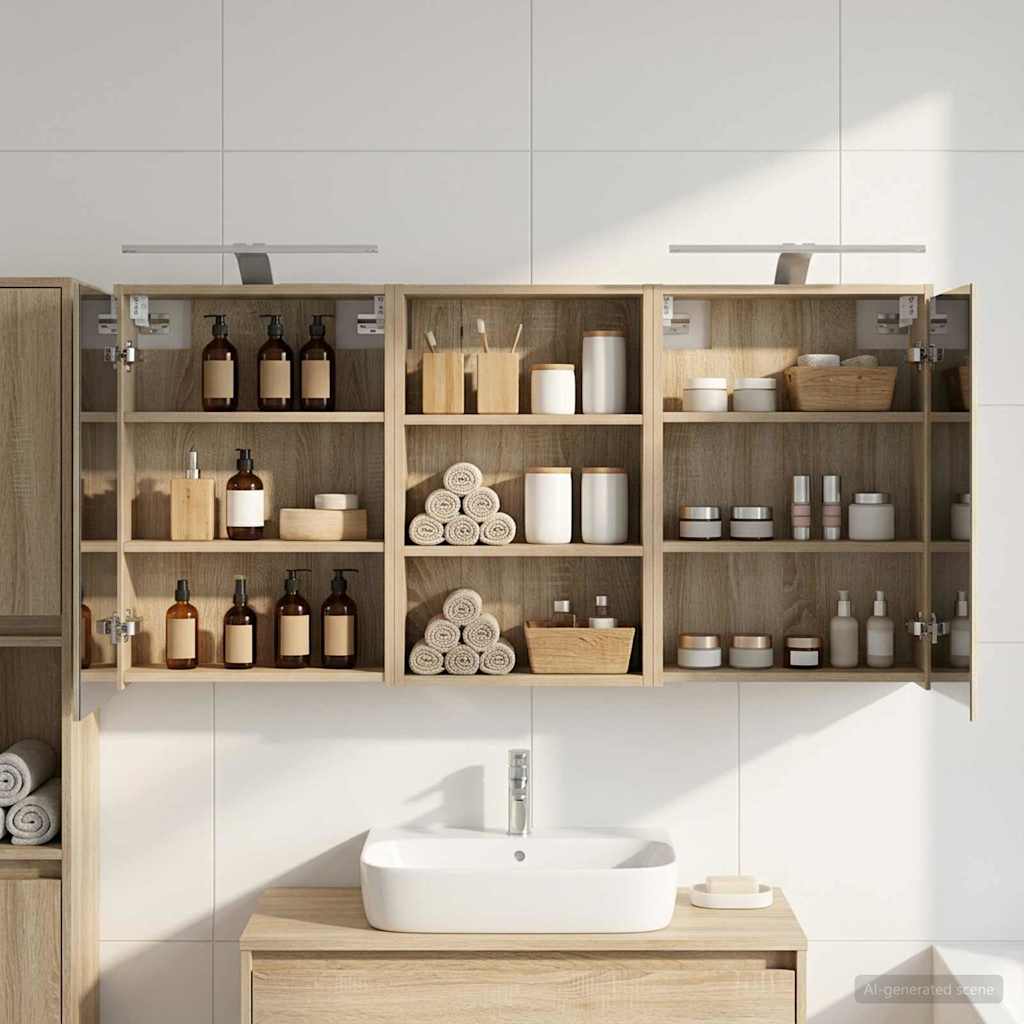 Σετ Ντουλαπιών Μπάνιου με ράφι 3 pcs 126 x 16 x 62.5 εκ. - Pakobazaar