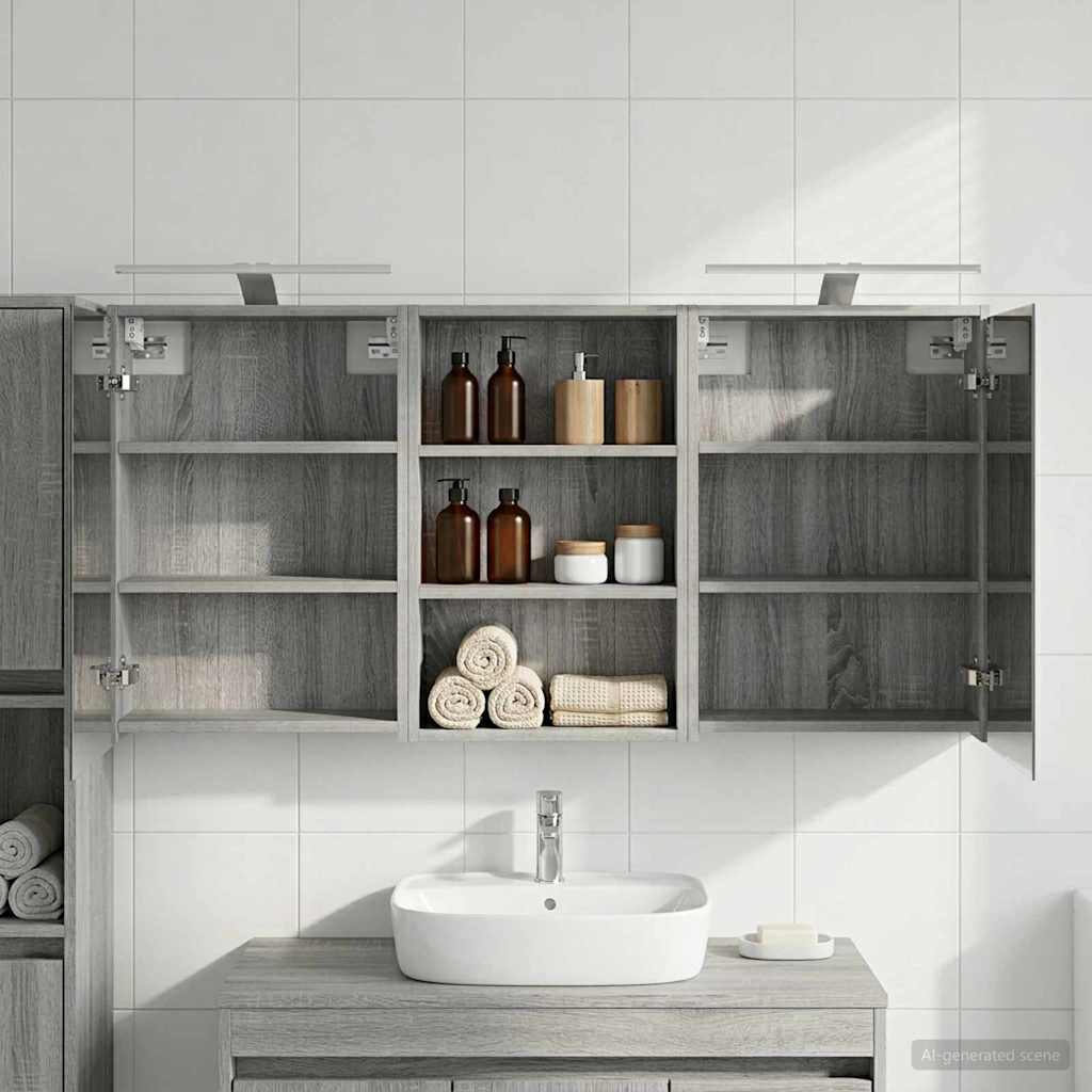 Σετ Ντουλαπιών Μπάνιου με ράφι 3 pcs 126 x 16 x 62.5 εκ. - Pakobazaar