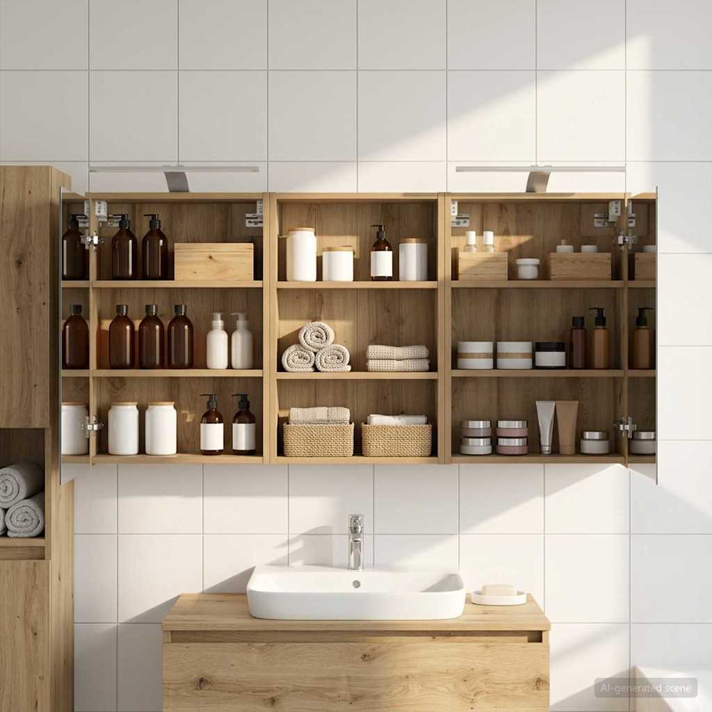 Σετ Ντουλαπιών Μπάνιου με ράφι 3 pcs 126 x 16 x 62.5 εκ. - Pakobazaar