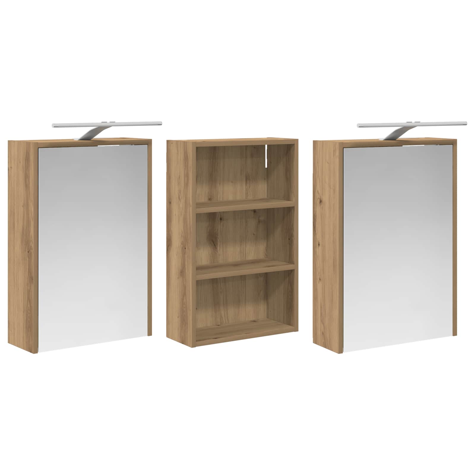 Σετ Ντουλαπιών Μπάνιου με ράφι 3 pcs 126 x 16 x 62.5 εκ. - Pakobazaar