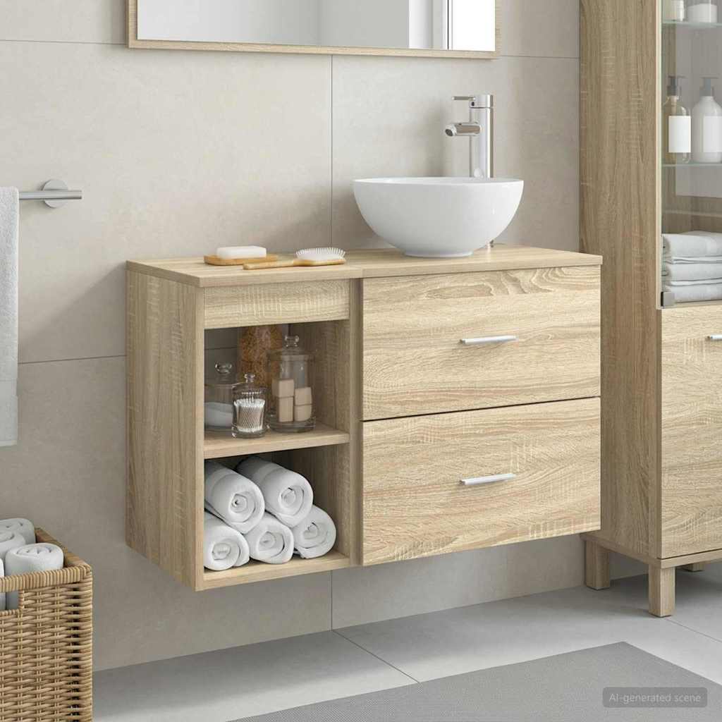 Σετ Επίπλων Μπάνιου 2 pcs Sonoma Δρυς Επεξεργασμένο Ξύλο