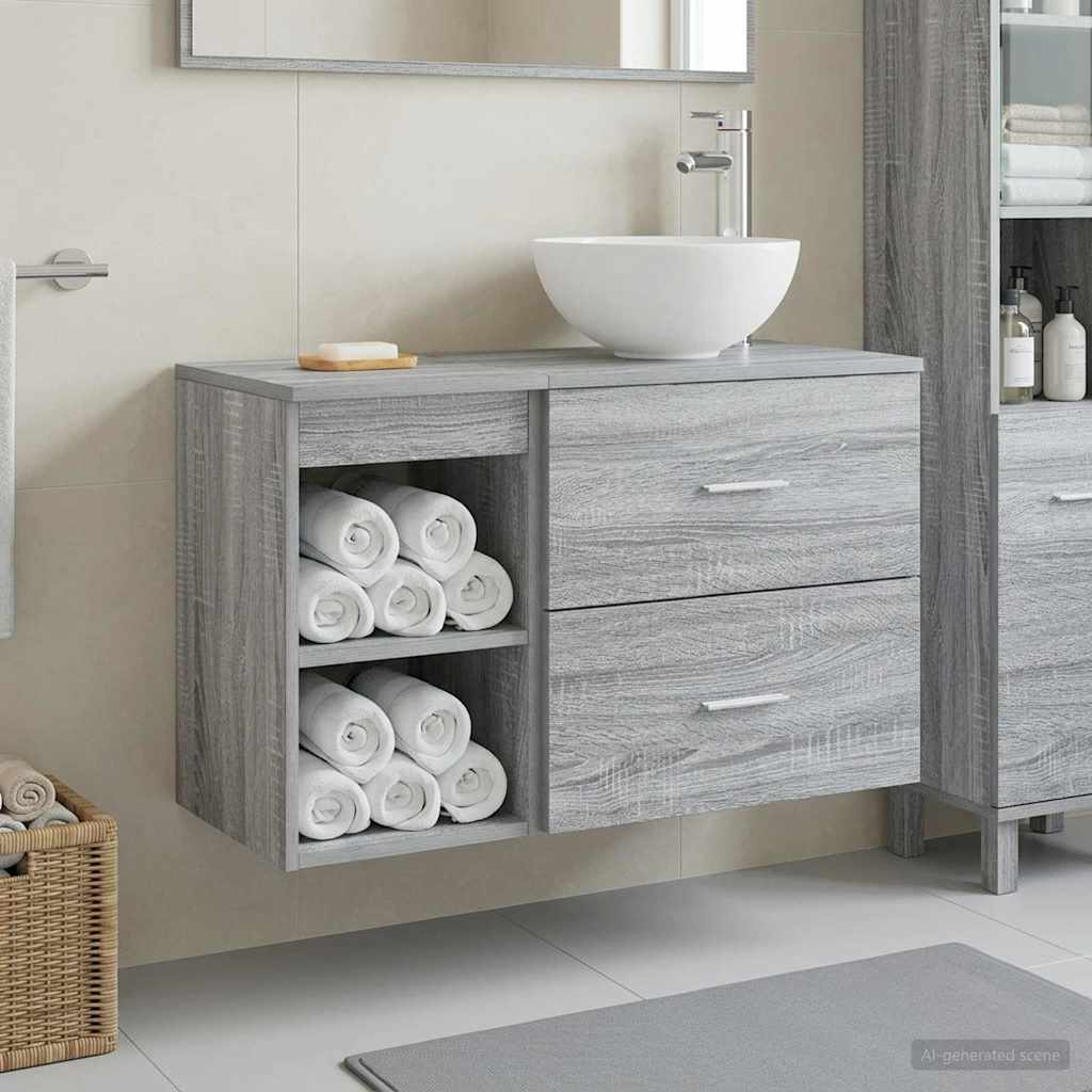 Σετ Επίπλων Μπάνιου 2 pcs Γκρι Sonoma Επεξεργασμένο Ξύλο
