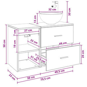 Σετ Επίπλων Μπάνιου 2 pcs Γκρι Sonoma Επεξεργασμένο Ξύλο - Pakobazaar