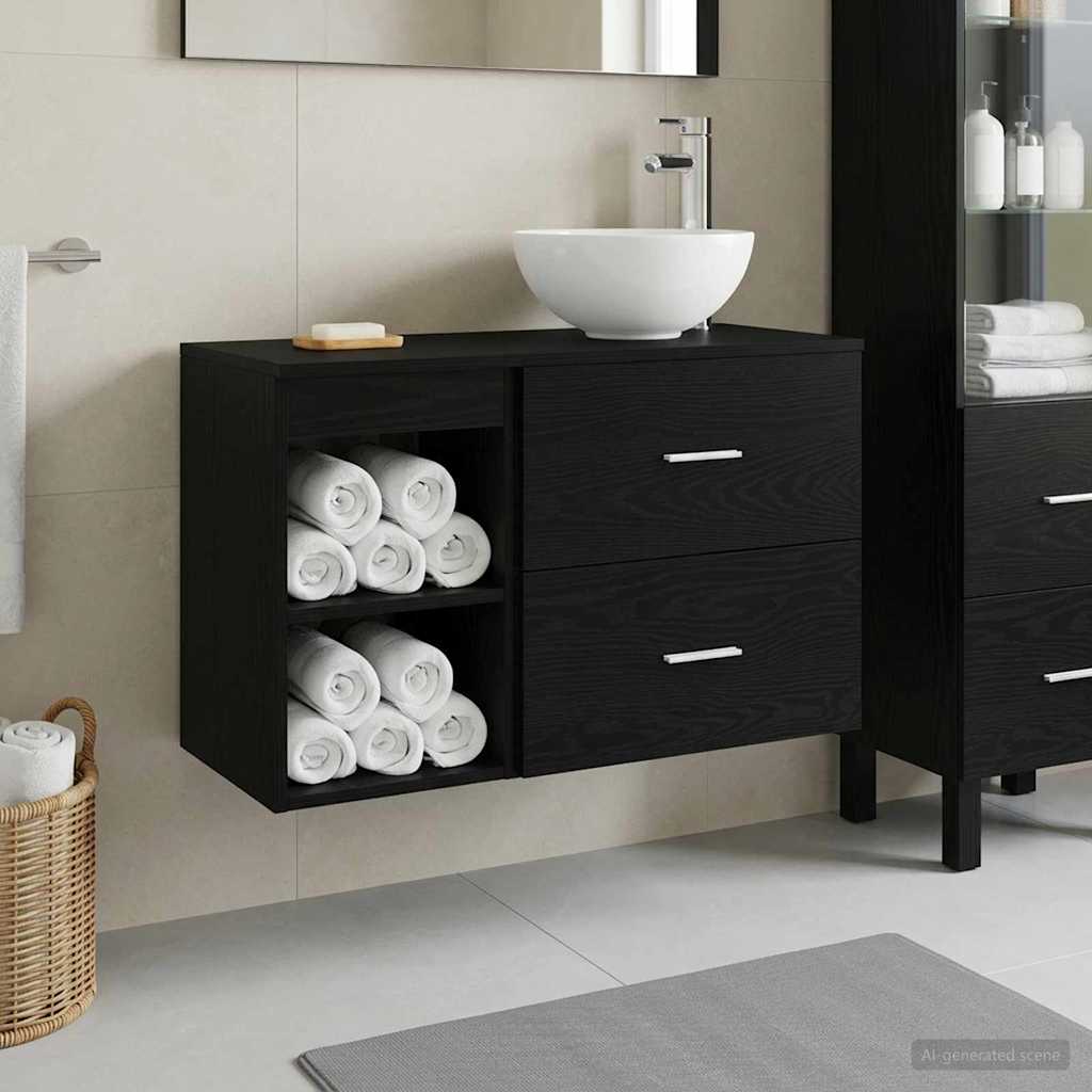 Σετ Επίπλων Μπάνιου 2 pcs Μαύρη Δρυς Επεξεργασμένο Ξύλο