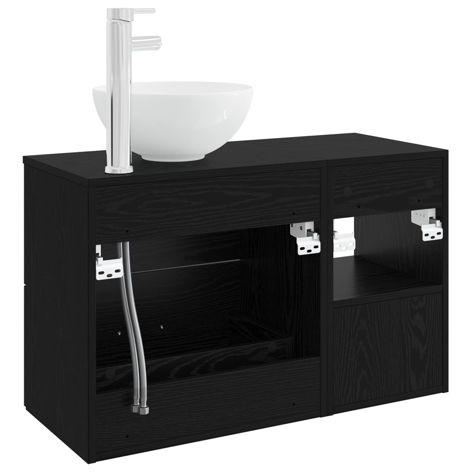 Σετ Επίπλων Μπάνιου 2 pcs Μαύρη Δρυς Επεξεργασμένο Ξύλο