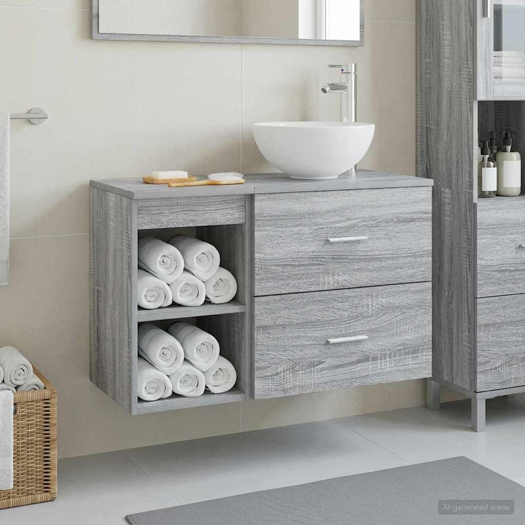 Σετ Επίπλων Μπάνιου 2 pcs Γκρι Sonoma Επεξεργασμένο Ξύλο