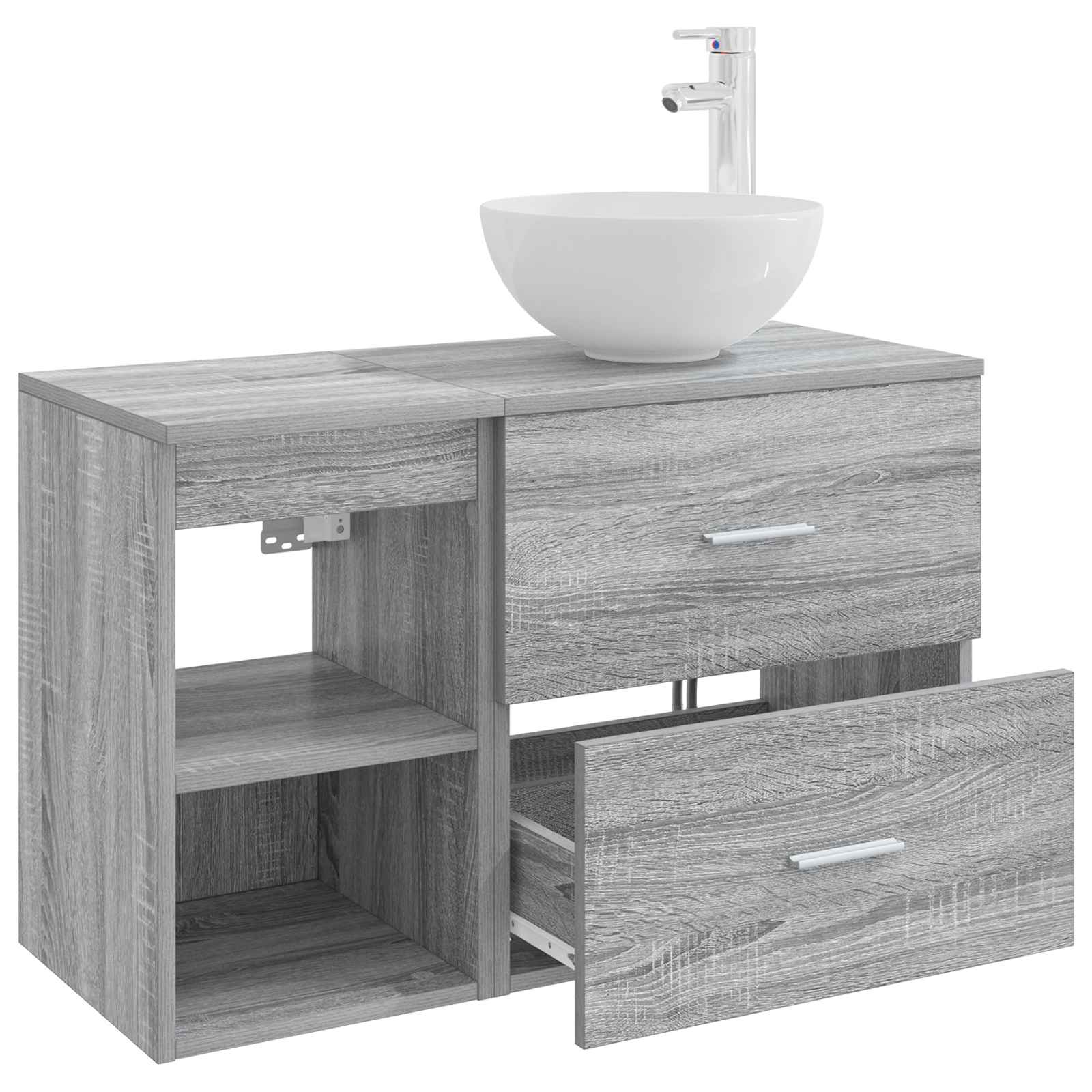 Σετ Επίπλων Μπάνιου 2 pcs Γκρι Sonoma Επεξεργασμένο Ξύλο