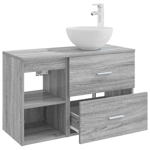 Σετ Επίπλων Μπάνιου 2 pcs Γκρι Sonoma Επεξεργασμένο Ξύλο - Pakobazaar