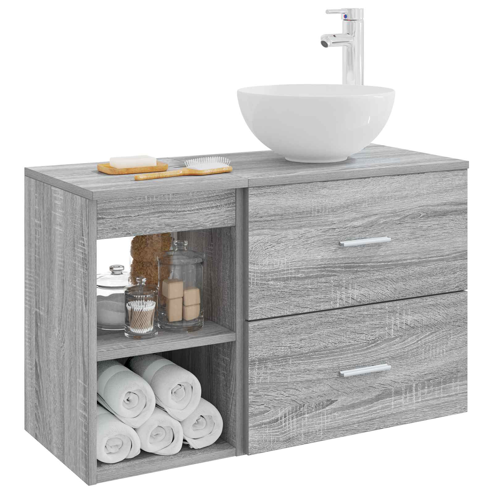 Σετ Επίπλων Μπάνιου 2 pcs Γκρι Sonoma Επεξεργασμένο Ξύλο