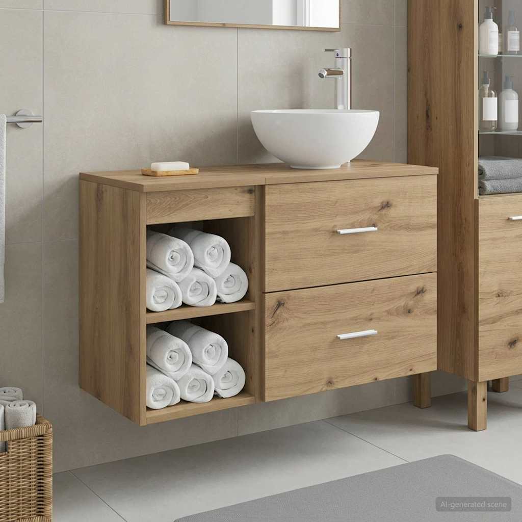 Σετ Επίπλων Μπάνιου 2 pcs Artisan Δρυς Επεξεργασμένο Ξύλο