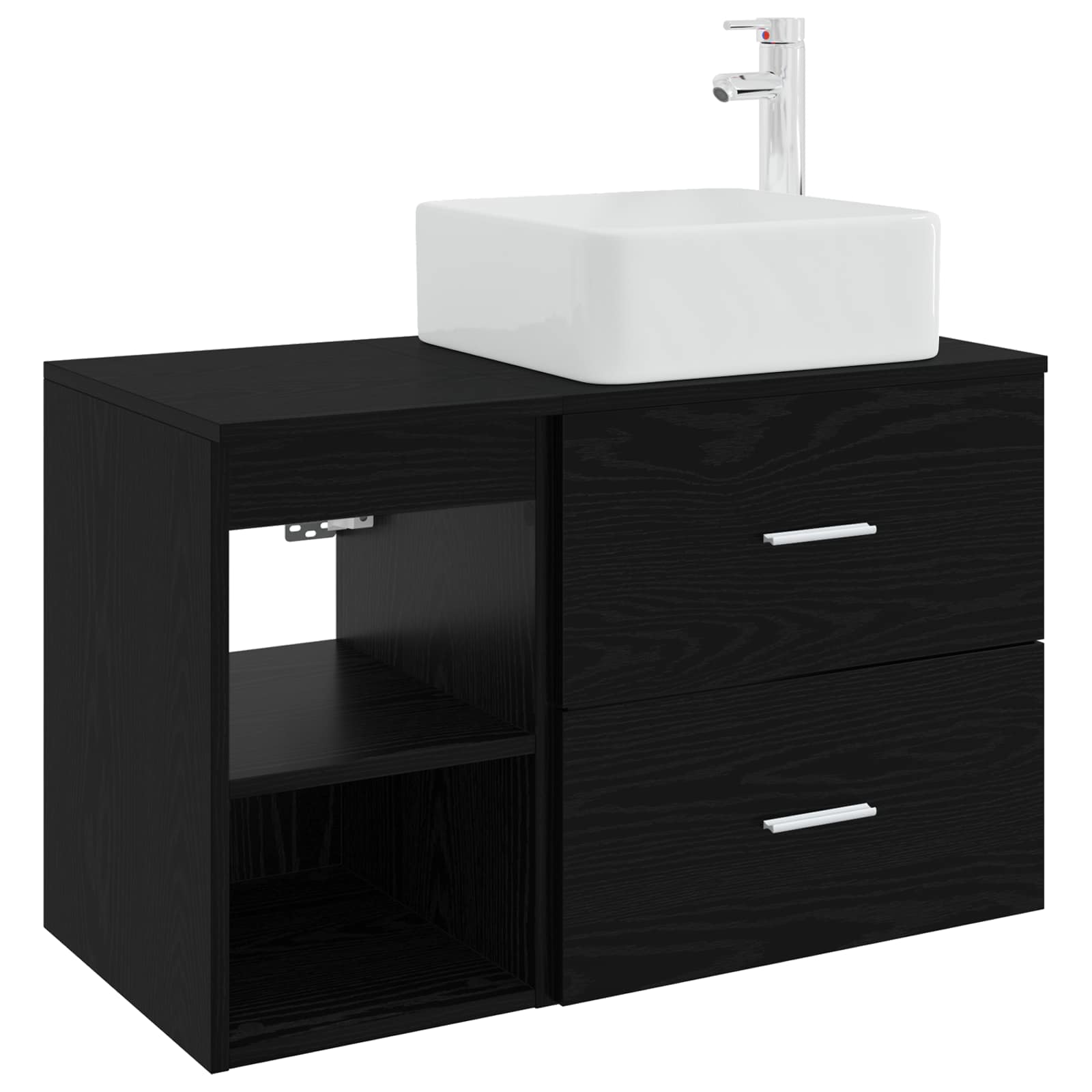 Σετ Επίπλων Μπάνιου 2 pcs Μαύρη Δρυς Επεξεργασμένο Ξύλο