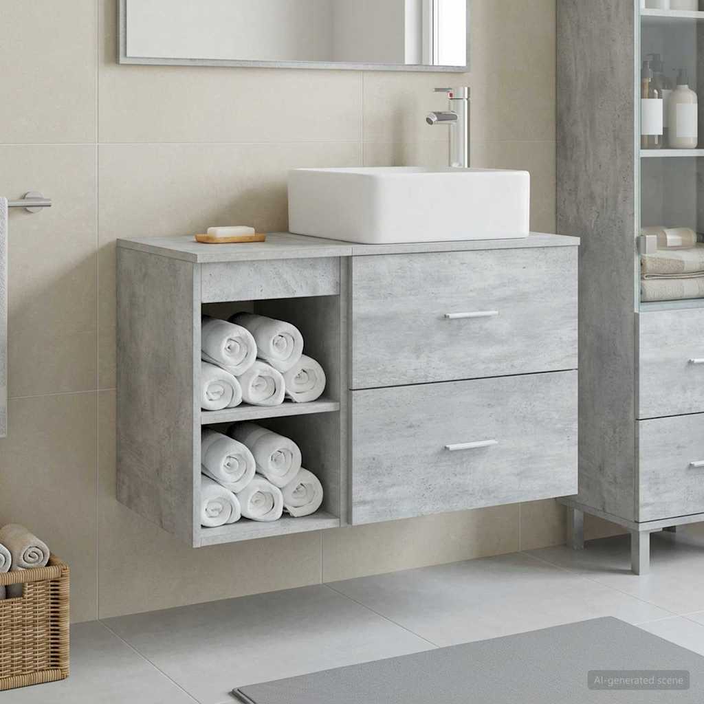 Σετ Επίπλων Μπάνιου 2 pcs Γκρι Σκυροδέματος Επεξεργασμένο Ξύλο