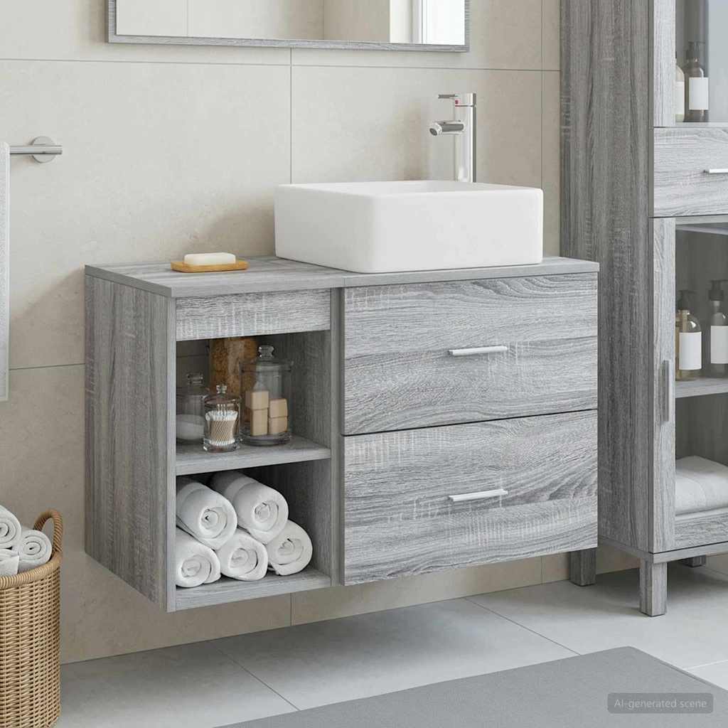 Σετ Επίπλων Μπάνιου 2 pcs Γκρι Sonoma Επεξεργασμένο Ξύλο