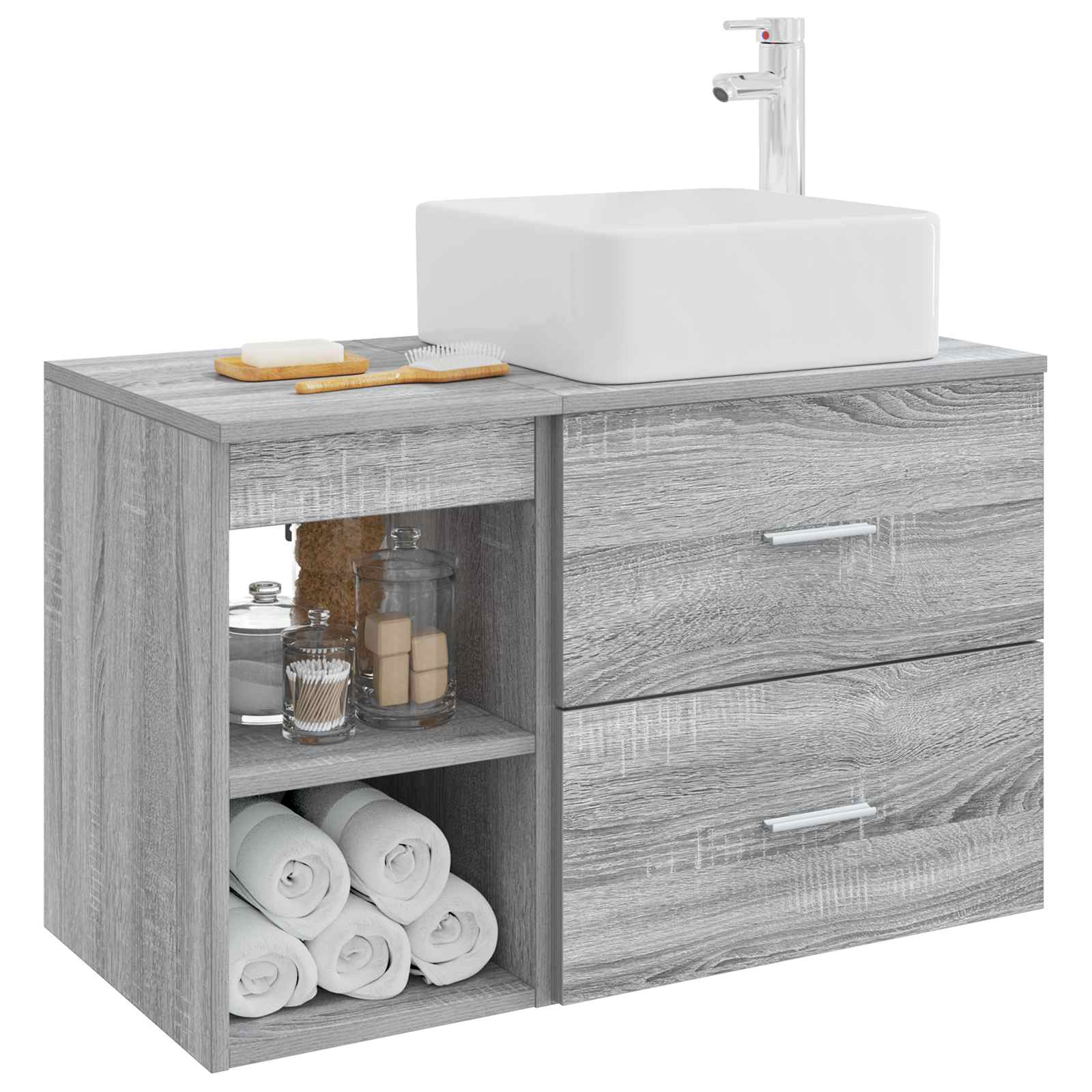 Σετ Επίπλων Μπάνιου 2 pcs Γκρι Sonoma Επεξεργασμένο Ξύλο