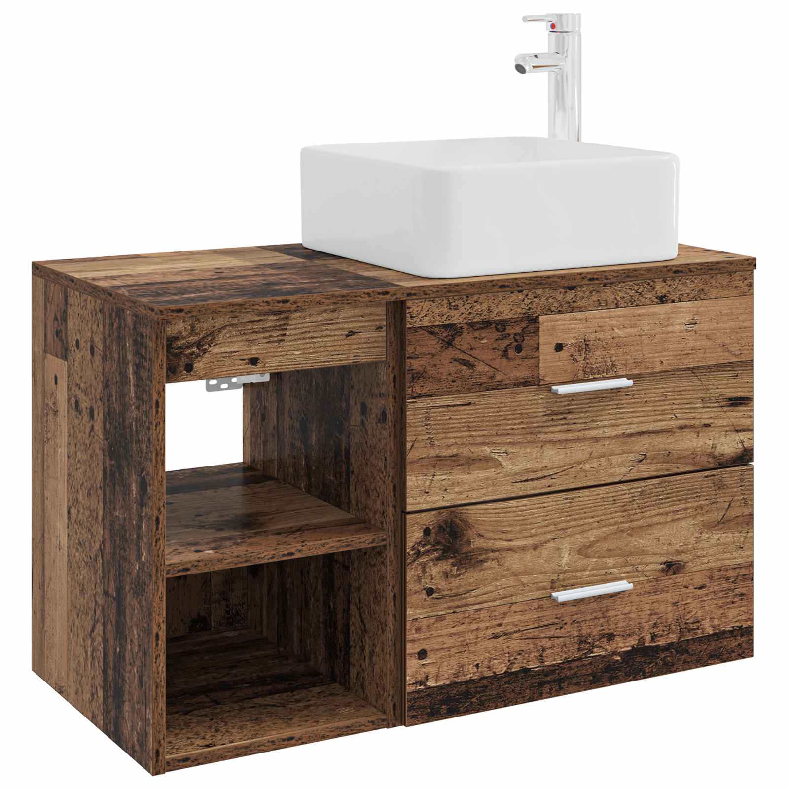 Σετ Επίπλων Μπάνιου 2 pcs Παλαιωμένο ξύλο Επεξεργασμένο Ξύλο