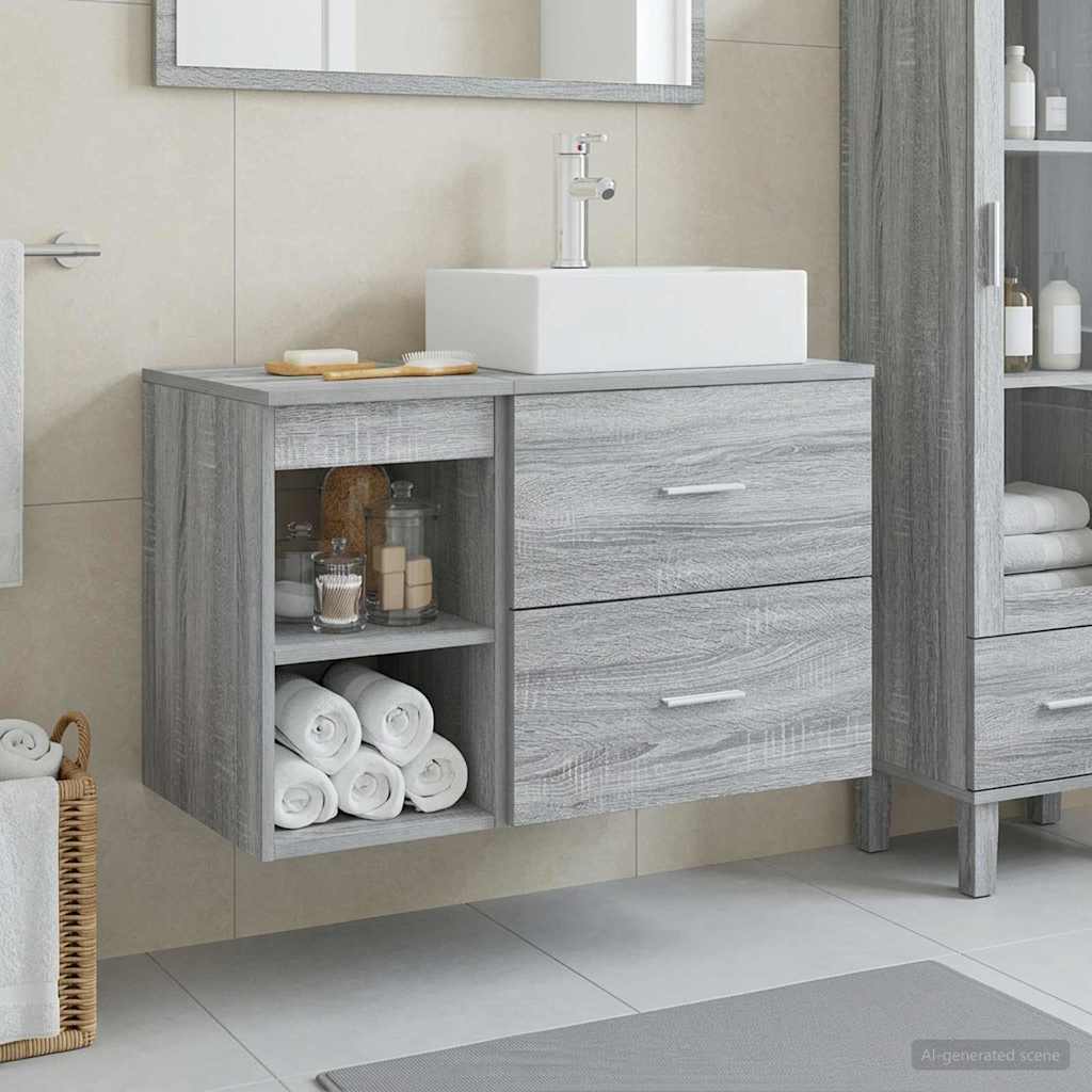 Σετ Επίπλων Μπάνιου 2 pcs Γκρι Sonoma Επεξεργασμένο Ξύλο