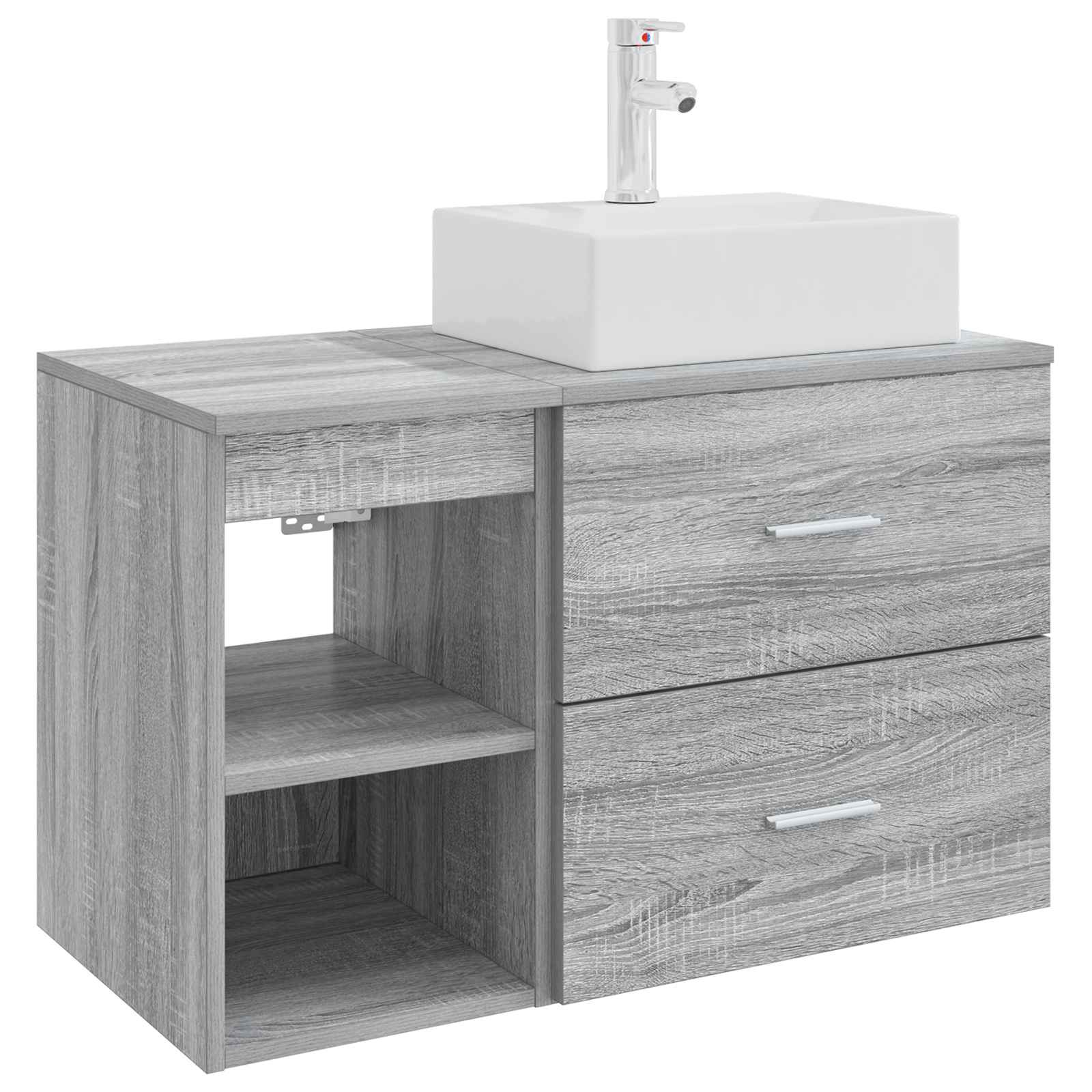 Σετ Επίπλων Μπάνιου 2 pcs Γκρι Sonoma Επεξεργασμένο Ξύλο - Pakobazaar