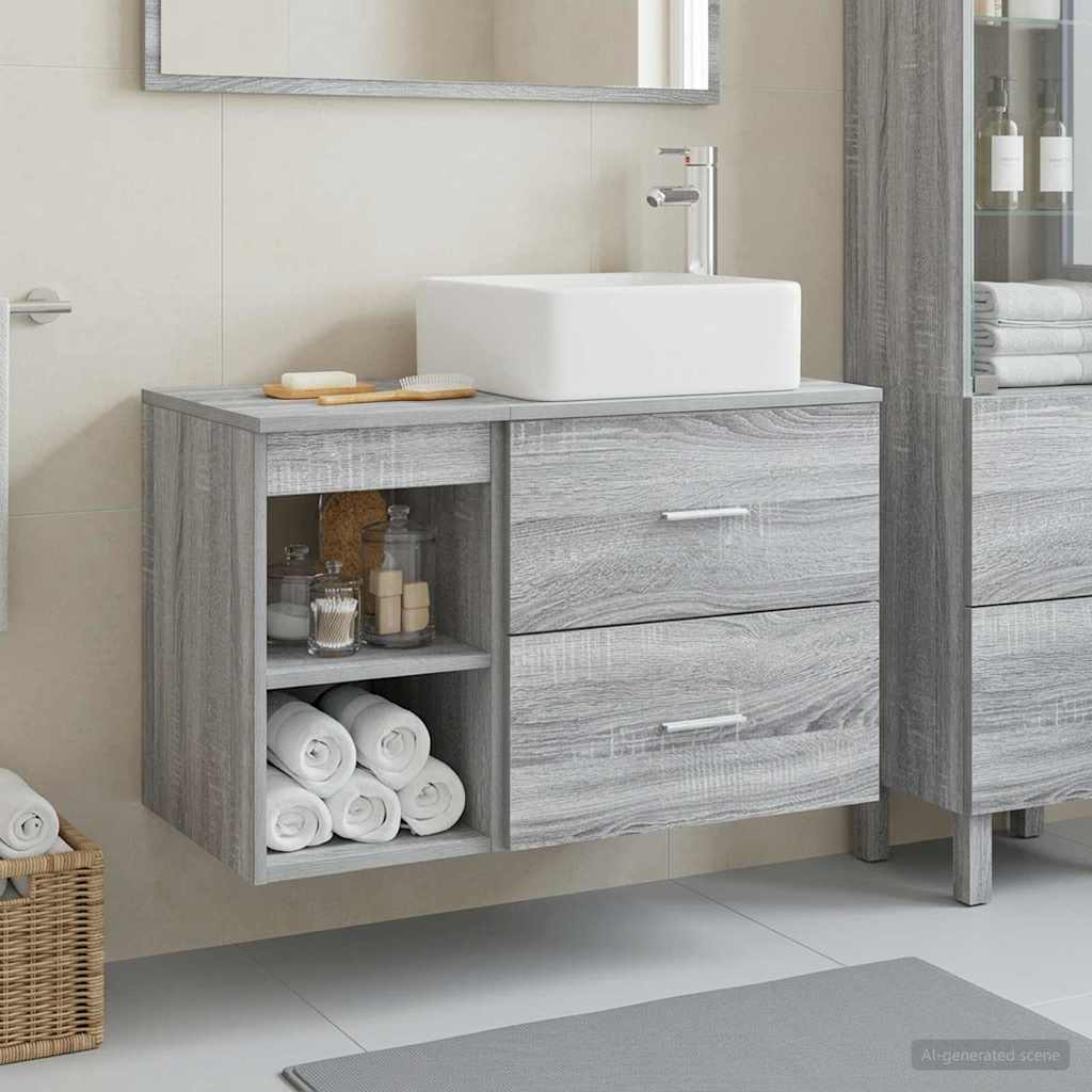 Σετ Επίπλων Μπάνιου 2 pcs Γκρι Sonoma Επεξεργασμένο Ξύλο