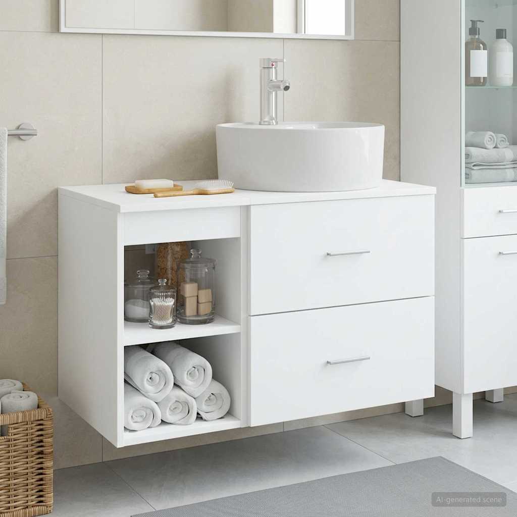 Σετ Επίπλων Μπάνιου 2 pcs Λευκό Επεξεργασμένο Ξύλο