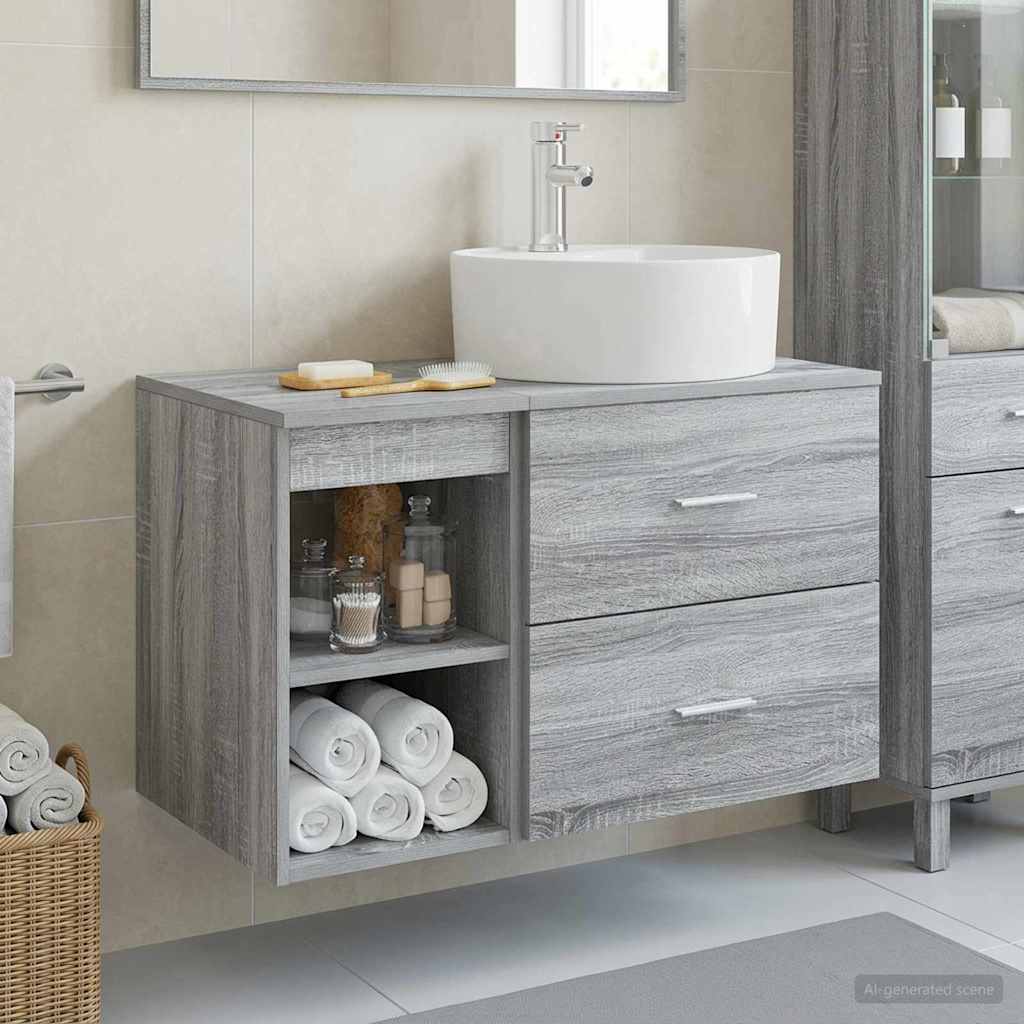 Σετ Επίπλων Μπάνιου 2 pcs Γκρι Sonoma Επεξεργασμένο Ξύλο