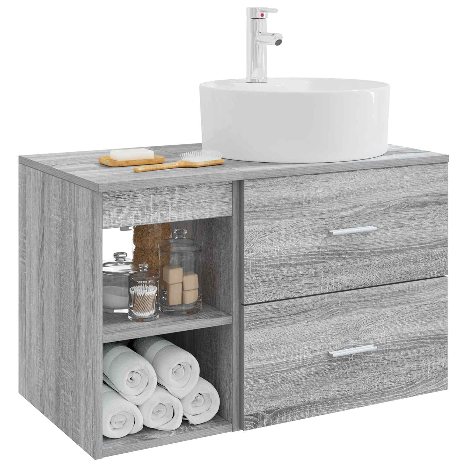 Σετ Επίπλων Μπάνιου 2 pcs Γκρι Sonoma Επεξεργασμένο Ξύλο