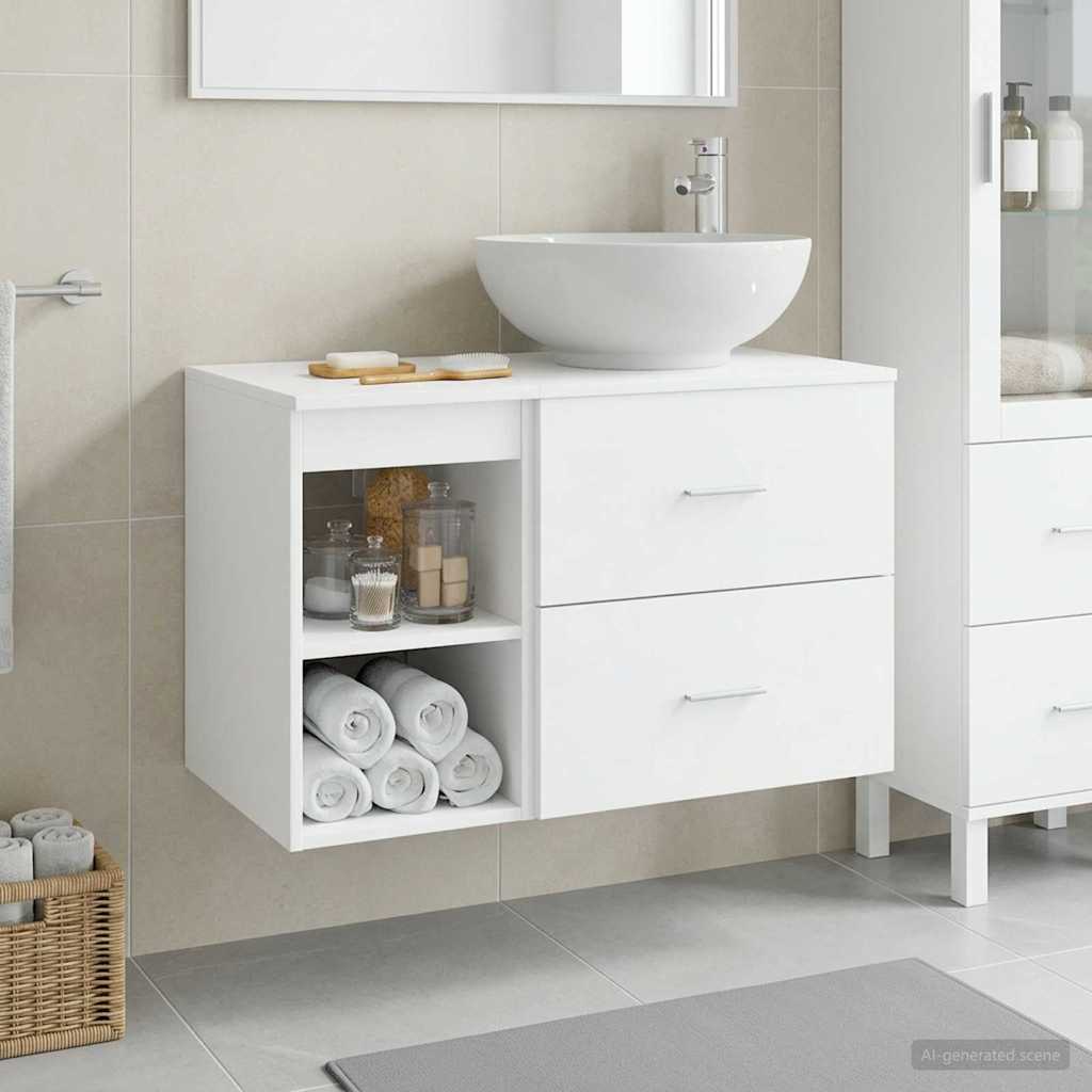 Σετ Επίπλων Μπάνιου 2 pcs Λευκό Επεξεργασμένο Ξύλο