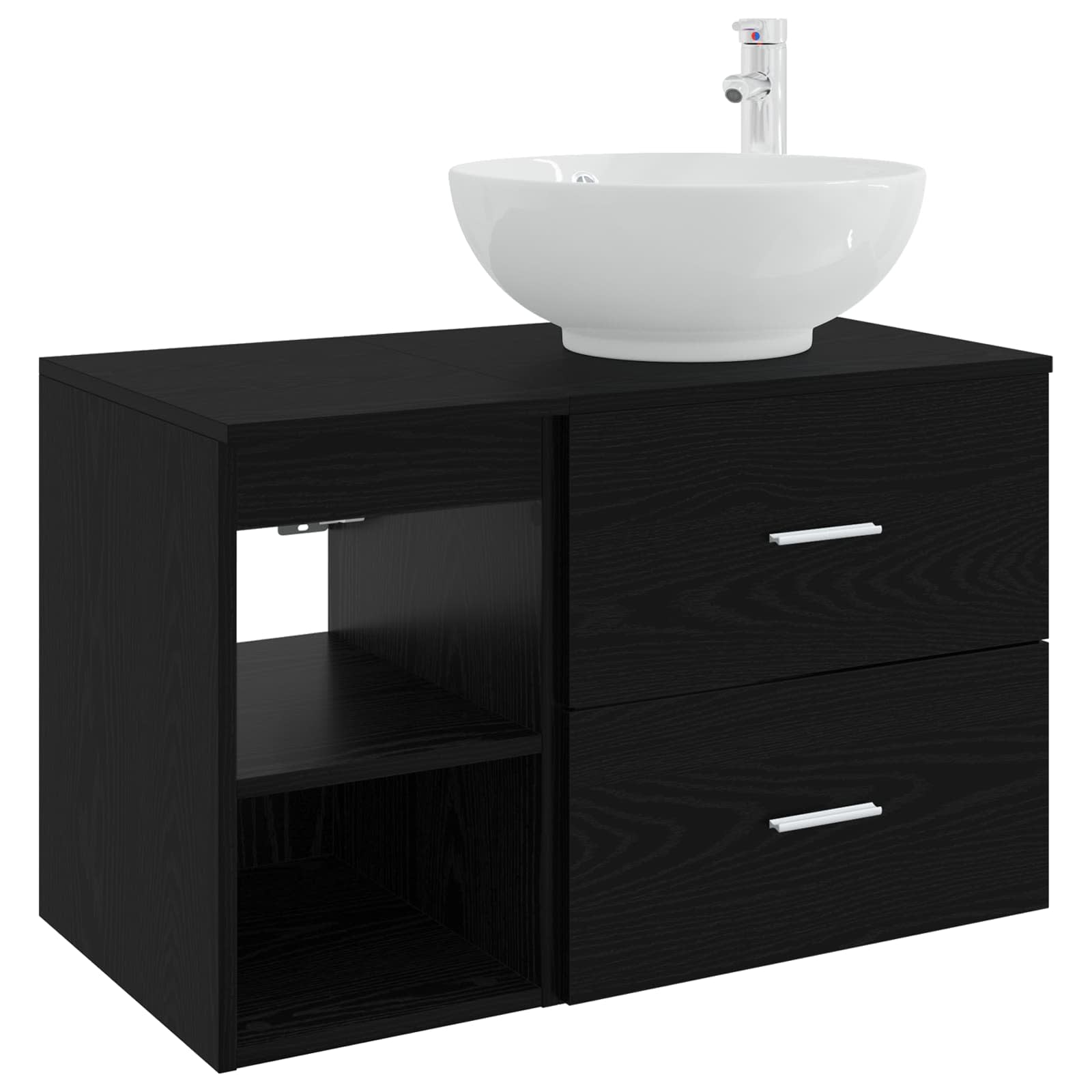 Σετ Επίπλων Μπάνιου 2 pcs Μαύρη Δρυς Επεξεργασμένο Ξύλο - Pakobazaar